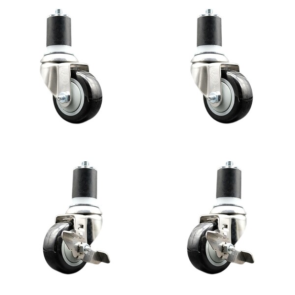 Service Caster 3.5 Inch 316SS Black Poly Swivel 1-3/4 Inch Expanding Stem Caster Brake, 2PK SS316EX20S3514-PPUB-BLK-2-TLB-2-134 - main